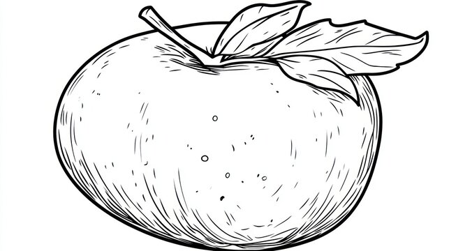 Detailed black and white apple drawing