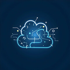 Abstract Cloud with Glowing Circuits and Futuristic Design
