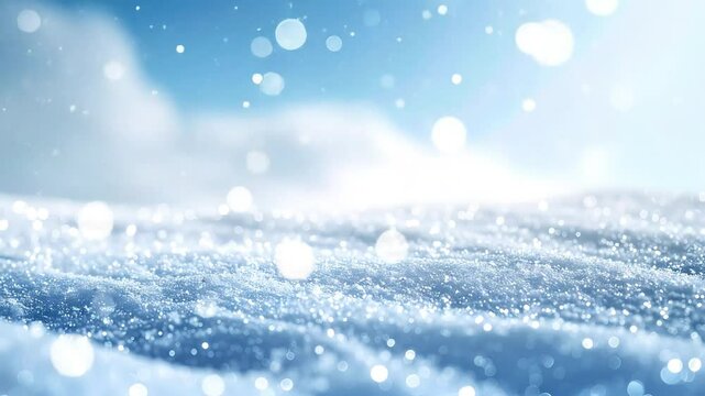 Snowy landscape with bokeh lights effect ideal for holiday and winter themes