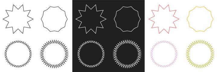 Wavy circular, oval and rectangular shape elements . Vector for websites, mobile interfaces, presentations, banner, visual branding etc. Vector illustration. isolated on white and black background. 