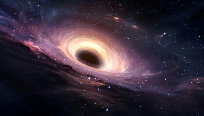 Fototapeta premium A black hole surrounded by stars in deep space -