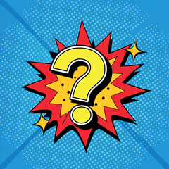Comic Book with Question Marks and Exclamation Point in Pop Art Style Vector on Colorful Background. 