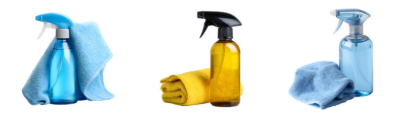 Screen Cleaner Spray and Microfiber Cloth PNG – Cleaning Kit Isolated on Transparent Background