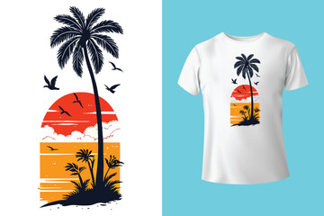 Summer T-Shirt Design – Tropical Beach Vibes and Sunny Vacation Graphic Tee