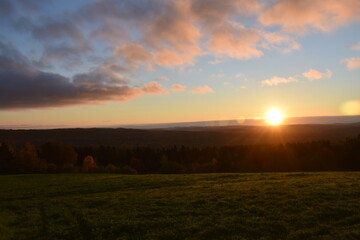 A sunrise on an autumn morning, Sainte-Apolline, Québec, Canada