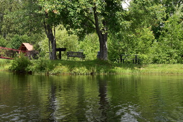 The park's pond in summer, Sainte-Félicité, Québec, Canada