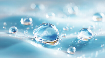 みずみずしく光る水滴が浮かぶスキンケア用抽象背景（美容・コスメ・スキンケア・グラフィック素材）