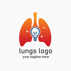 lungs and bulb logo concept, health and technology logo template