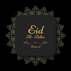 Elegant Black and Gold Eid al-Adha Mubarak Greeting