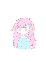 girl with pink hair.