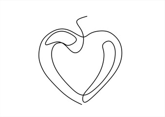 Continuous line drawing of heart on white background. Banner for valentine's day. Abstract heart. Editable stroke.	

