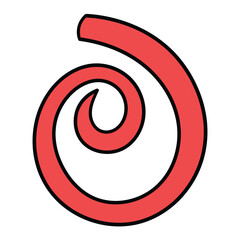 Obraz premium Hand drawn cartoon red spiral line on white background.