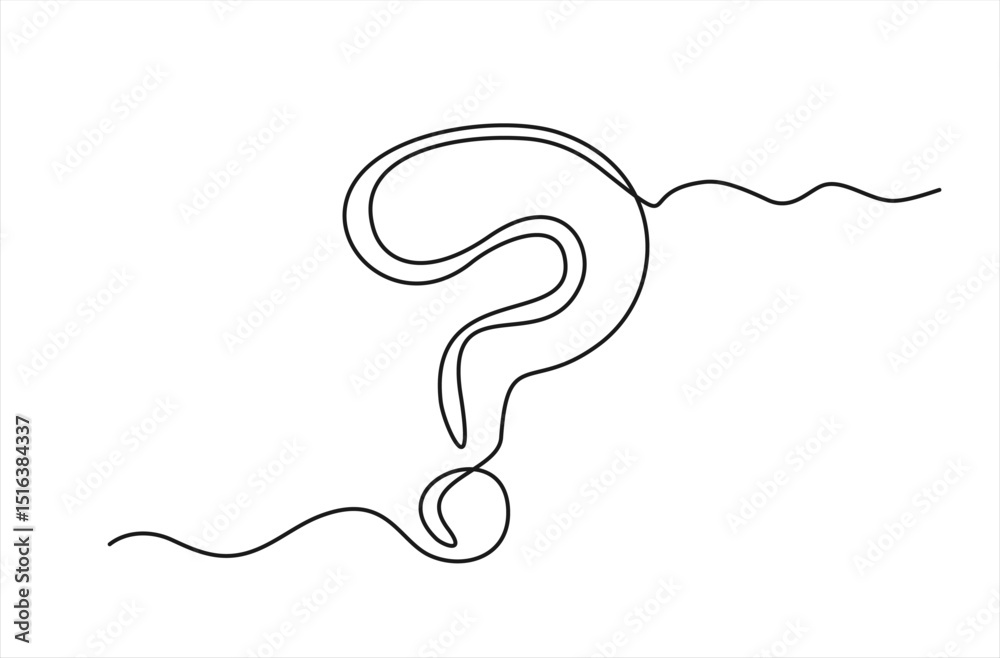 Fototapete one continuous drawing of a question mark. editable stroke
