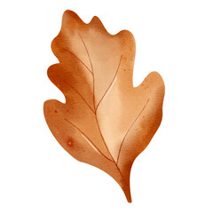 Watercolor autumn leaf. Hand painted fall foliage element for seasonal design, posters, cards