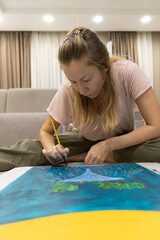 Female Artist Painting at Home