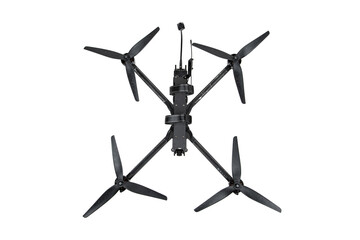 Top-down view of quadcopter with four propellers