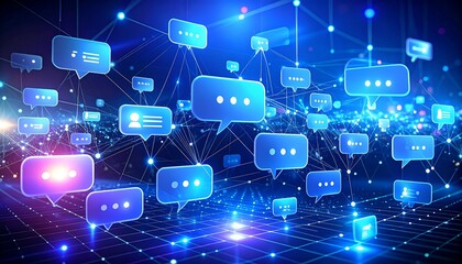 Network of Message Bubbles with Data Connection.