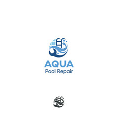 Repair and maintenance of swimming pools vector logo