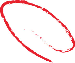 Red circle brush stroke marker and highlighter element in hand-drawn style for emphasis and annotation design