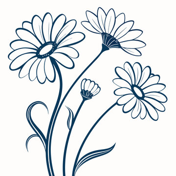 blue daisy flowers on white background clip art preview