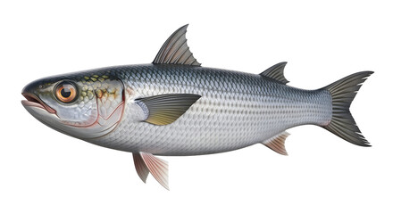 Mullet Fish Realistic Isolated Image on White Background