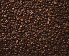 Roasted Coffee Beans Pile Background, Coffee Bean Collection Texture, Many Coffee Beans Top View, Brown Coffee Seed Background, Coffee Beans Spread Surface