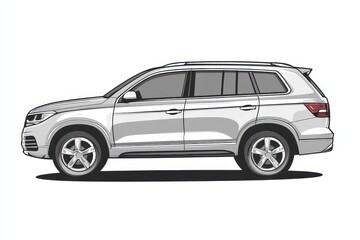 Fototapeta premium Sleek Silver SUV Vehicle Isolated in Dynamic Perspective, Showcasing Modern Automobile Design