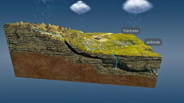 Underground karst formations.
