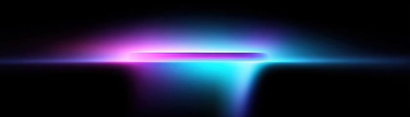 A glowing neon bar emits blue and purple light, creating a futuristic, abstract effect on a dark background.