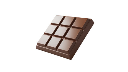 Delicious and tempting chocolate bar isolated on a simple white background close up view