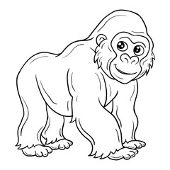 Hand drawing style of gorilla vector.  It is suitable for wild animal icon, sign or symbol.