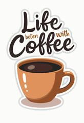 Get Your Coffee Fix: A Vector Sticker & T-Shirt Design with a Clean Aesthetic &ndash; Perfect for Coffee Shops and Enthusiasts 