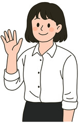 여성 손인사 커플 