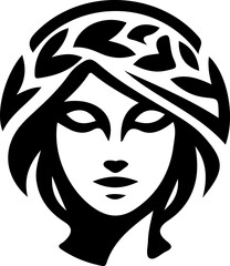 vector sketch illustration silhouette design icon logo symbol beauty woman natural with long hair