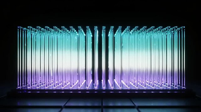 Array of illuminated rectangular prisms