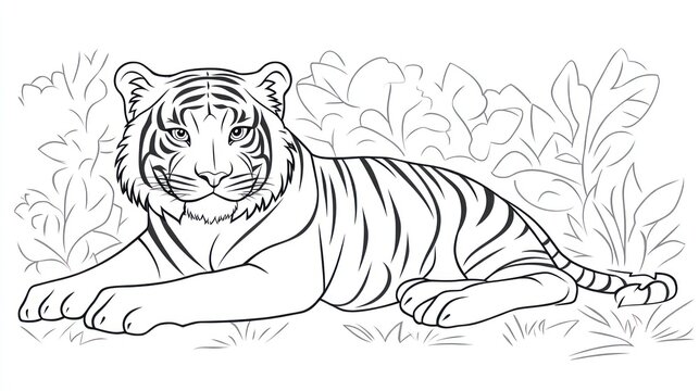 Black and white tiger illustration