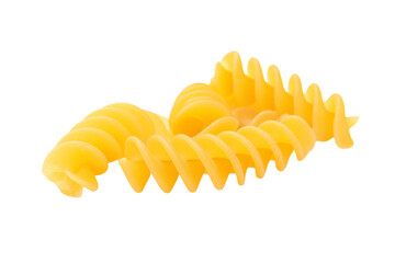 two fusilli pasta isolated on white background