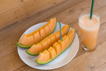 Milk melon Smoothie in glass