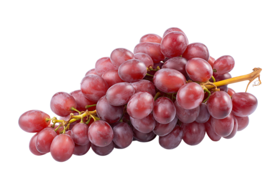  cluster of ripe juicy red grapes isolated on white background