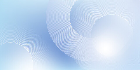 Abstract circle lines on light blue background. Geometric stripe line art design for poster, brochure, cover, website, header, web banner, presentation.