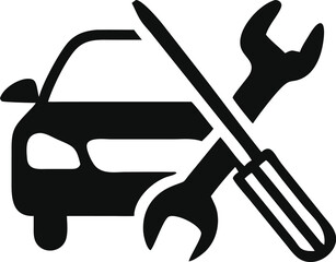 car service - black vector icon Illustration