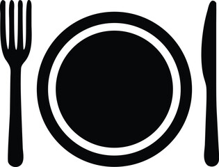 Cutlery icon. Spoon, forks, knife, plate. restaurant business concept, vector illustration