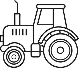 Tractor vector line art icon black and white , white background 
