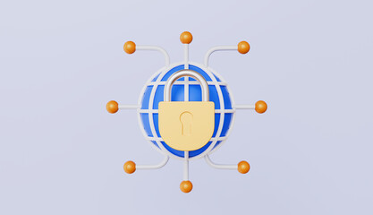 Internet security and Network Security 3d illustration