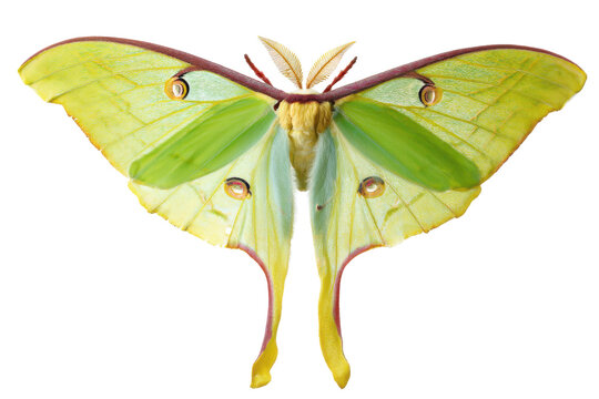 Luna Moth Close-Up View of a Vibrant Green Insect with Delicate Wings - Powered by Adobe