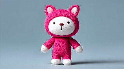 Soft and cuddly pink plush bear toy with an oversized head