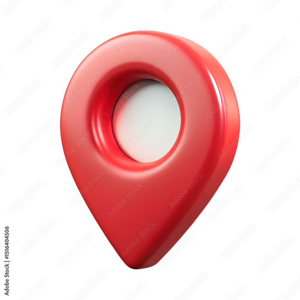 Poster a glossy red 3d rendering of a location pointer icon isolated on a transparent background for digita