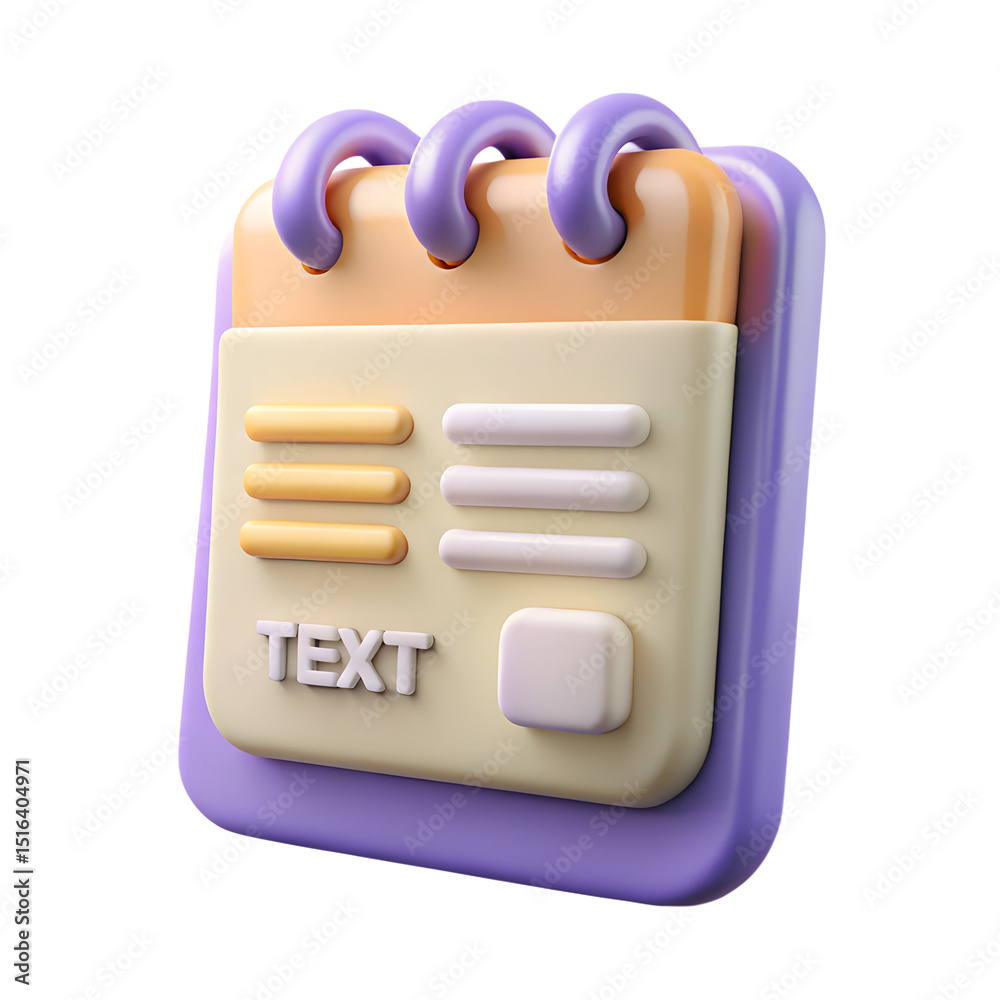 Poster a modern 3d rendering of a stylized calendar icon with text and a button on the front isolated on a 