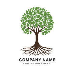 Obraz premium Abstract tree with roots logo design