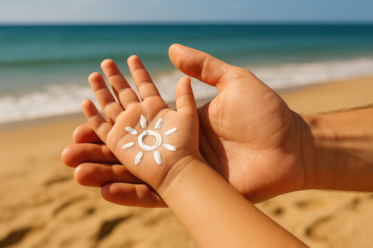 Tiny Hands, Big Message: Sunscreen Sun Art on a Child’s Hand as a Reminder of Summer Wellness, Skin Protection, and Cancer Prevention.







 - Powered by Adobe